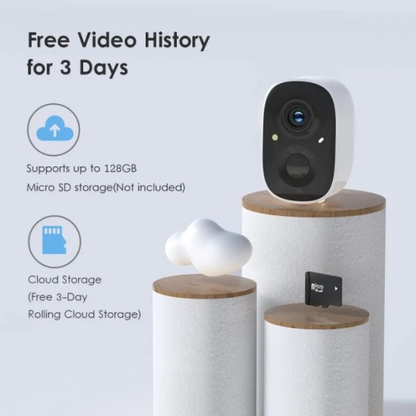 2MP Built-in Rechargeable Battery Waterproof Color Night Vision WIFI Security Camera with Solar Panel